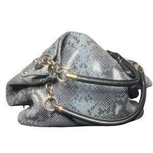 Cynthia Rowley Pale Blue and Black Snake-Print Tote